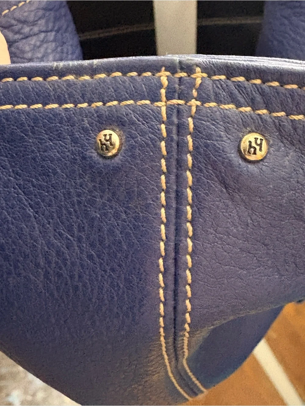 Hayden-Harnett Ana Cobalt Blue Pebbled Leather Oversized Hobo Bag Y2K